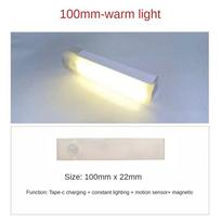 Judėsio jutiklio šviestuvai Belaidis USB įkraunamas LED naktinis apšvietimas Juostinis šviestuvas Spintos Drabužinės Spintelės Lempa Sienos Laiptinės Virtuvės 10CM Warm light