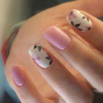 Square Press on Nails Flower Fake Nails Stick on Nails in 12 Sizes 24 Pcs French Nails Tips for DIY Nail Art Decorations