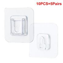 10-100Pairs Double-Sided Adhesive Wall Hooks Transparent Suction Cup Sucker Hooks Bedroom Kitchen Multi-purpose Organizer Holders 10Pcs(5 Pairs)