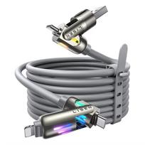 240W Storas USB C Kabelis Greitas Įkrovimas 4 viename Duomenų Kabelis 6.6FT Cinko Lydinys su Kvėpuojančia Šviesa telefonui/MacBook/iPad 1M pilka