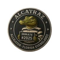 Krokodilas Kalinys Nuotrauka Monetos Florida Everglades Kalėjimo Atminimo Monetos Juokinga Nusikaltimų Istorija Iššūkio Monetos Kolekcionuojamas Dovana Vyrams Monetų Kolekcionieriams