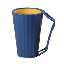Portable Mug Toothbrushing Cup With Handle Toothbrush Holder Plastic Drinking Tumblers Bathroom Set for Travel Lover Couple Kids blue