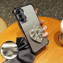 Telefono dėklas Samsung Galaxy Note 20 Ultra Note 10 Plus A51 A71 A56 A36 blizgučių deimantų širdelės smūgiams atsparus dėklas su atrama Galaxy Note 10 juoda