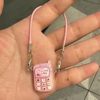 Miniatiūrinis telefono/mobiliojo telefono modelis 1/6 1/8 lėlei, mini išmanusis telefonas su raišteliu, miela lėlė Labubu, lėlės aksesuarai KTY