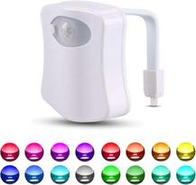 16 spalvų tualeto sėdynės naktinis apšvietimas su judesio jutikliu, tualeto šviesa LED RGB naktinis apšvietimas vonios kambariui, baterijos nepridedamos 1PC balta
