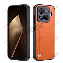 Odinė dėklo-funda Xiaomi 15T Pro dėklas Xiaomi Mi 15T Dėklas Prabangus Pluošto Tekstūros PU Odos Apsauginis Dangtelis Atsparus Smūgiams for Xiaomi 15T Pro oranžinė