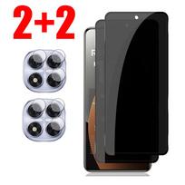 2 vnt./partija Grūdintas stiklas Anti-SPY privatumo ekrano apsauga + Kameros objektyvo plėvelė, skirta Redmi Note 15 Pro 5G 4 vnt. Redmi Note 15 Pro 5G juoda