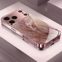 Prabangus gėlių raštas Rožinis metalizuotas grūdintas stiklas Telefonų dėklas iPhone 11 12 13 14 15 16 17 Pro Max 15 Plus 17 Air 16E Dangtelis iPhone 13 Pro