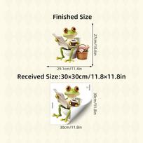 Funny 3D Cartoon Frog Toilet Lid Stickers, Self-Adhesive Creative Decals for Bathroom Toilet Decoration 30x30CM įvairiaspalvis