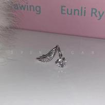 Elegant Titanium Angel Wing Helix Piercing with Diamond Stud for Women
