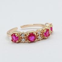 Yin Taifei Rose Gold Antique-Style Ring with Pigeon Blood Red Zircon for Women Adjustable Open Ring