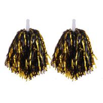 2 vnt. „Cheerleader Pom Poms“ metalinės folijos „Cheerleader Pom Poms“ rankų gėlės su rankena, skirtos sporto varžybų šventėms