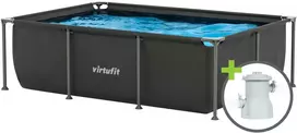 Virtufit VIRTUFIT stačiakampis baseinas 260 x 180 cm su filtro pompa, antracito spalvos