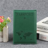 PU Leather Passport Cover For Men & Women Organizer - Protective Card Holder ID Document Covers World Map Travel Passport Case žalia