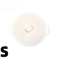 Dustproof Silicone Pot Lid Sealing Anti-spill Fresh-keeping Lid Splash-proof with Handle Bowl Lid for Microwave Refrigerator S+M+L -- random color white
