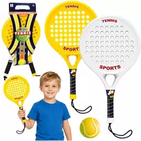 Lean Toys Paplūdimio teniso rinkinys geltonas ir baltas