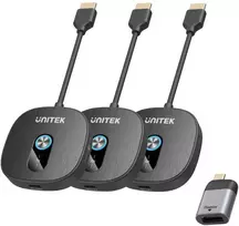 „Unitek“ belaidis HDMI siųstuvas 1080p, 1 siųstuvas + 2 imtuvai, Juoda