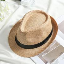 Summer Beach Gangster Cap Straw Panama Cap Sun Hat Jazz Dress Hat Cowboy Fedora Hat chaki