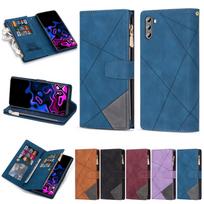 Suitable for Samsung S21 mobile phone leather case iPhone14 contrasting color multi-card zipper wallet S23plus hand strap Samsung s23 juoda