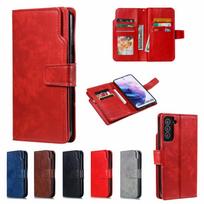 Suitable for Samsung S21plus leather case A02S nine-card card wallet holder protective case A12 clamshell leather case Samsung s21 juoda