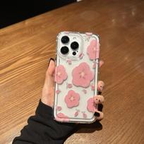 Pink flower for apple 14promax mobile phone case 13/12/11 xsmax new airbag transparent apple 7