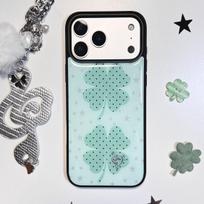 ins star polka dot four-leaf clover for Apple iPhone17Promax mobile phone case 16Pro Epoxy water condensation 15 IPhone17ProMax