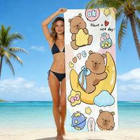 Children'S Cute Kapibara Beach Towel Microfiber Bath Towel Children'S Cartoon Water-Absorbing Quick-Drying Towel 50x100