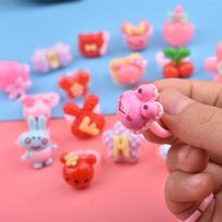 Vaikų mada saldainių spalvos dervos žiedai mielas animacinis reguliuojamas žiedas ant piršto papuošalas žaislas 5Pcs