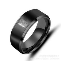 Attack on Titan Black sliver Stainless Steel Ring Wings Of Liberty Flag Finger Rings 6 juoda