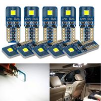 10 vnt. T10 W5W Led Canbus WY5W 2SMD lemputė be klaidų 194 168 501 2825 itin ryškūs automobilio salono kupoliniai žibintai pleišto galinės pusės automatinė lemputė 12V 6000K balta mėlyna šviesiai mėlyna spalva