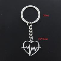 Madingas raktų pakabukas 25x30mm Širdies plakimas EKG pakabukai DIY Vyriški papuošalai Automobilių raktų pakabuko žiedo laikiklis Suvenyras dovanai