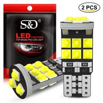 2vnt Canbus T10 W5W 168 194 LED lemputės 15SMD 3030 lustai automobilio valstybinio numerio lemputės skaitymo žemėlapis kupolinė lempa 12V 6000K balta yellow