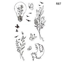 Neperšlampami laikini tatuiruotės lipdukai Black Butterfly Rose Transfer Flash Tatoo