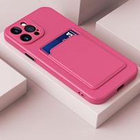 Card Slot Holder Case For Iphone 14 13 Pro Max 6 8 7 Plus Silicone Back Cover For Iphone 12 Mini 11 Pro Se 2020 X Xr Xs Max Case for iphone 6s 6 rožinė raudona spalva