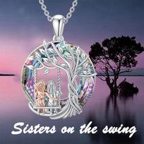 Gyvybės medis Sisters Swing karoliai Krištoliniai pakabukai Juvelyriniai dirbiniai Dovanos šeimai ir draugams gimtadienio proga 1pc