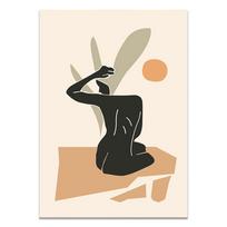 Minimalistinis abstraktus nuogos merginos geometrijos lapo augalo Nordic plakatas sienos meno spaudinys drobės tapyba dekoras paveikslai svetainei 21x30cm No Frame beige