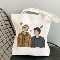 „Heartstopper“ pirkinių krepšys Medvilninis džiuto krepšys Pirkinių krepšys Animacinių filmų rankinė, bakalėjos „Bolsas“ pakartotinai naudojamas mielas krepšys „Kawaii“ televizijos laida 24*26cm