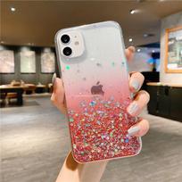Skaidrus blizgantis telefono dėklas, skirtas iPhone 13 12 Pro 11 Pro Max XS Max XR X 7 8 Plus Mini SE 2020 mielas gradiento blizgučių dangtelis For iPhone 8plus raudona