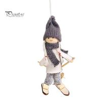 Kalėdinė slidinėjimo mergaitė lėlė Rankų darbo megzta skrybėlė Drabužiai Daugkartinio naudojimo Kalėdų eglutė kabantis Gnome Dekoracija Ornamentas Pakabukas Vakarėlis Šventės Dovana white