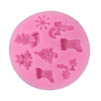 Creative Christmas Cake Mold Fondant DIY Snowflake Snowman Sock Cake Silicone Mold Sugar Craft Baking Tools Kitchen Decorations rožinė