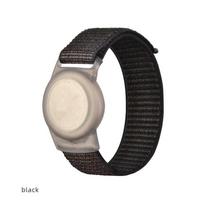 Nailoninė kilpinė apyrankė Apple Airtag laikikliui, atspari įbrėžimams, reguliuojamas riešo dirželis AirTag lokatoriaus sekliui, dangtelis 170mm (kids) juoda