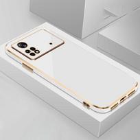 Skirta Xiaomi Poco X4 Pro 5G dėklas Poco X4 Pro 5G dangtelis 2201116PG prabangus kvadratinis dengtas telefono dėklas Poco x4 pro Atsparus smūgiams galinis dangtelis Poco X4 Pro 5G&Case & Strap sniego baltumo spalva