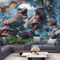 Dinozaurų miško rašto namų dekoras Sieninė gobeleno drobė Laukinių gyvūnų tema Estetinis svetainės miegamojo dekoras Sieninis užuolaida 95x75cm