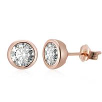 Minimalistiniai aukso spalvos 2 CT aukštos kokybės cirkonio auskarai-studs moterims, klasikiniai, derantys, briliantinio pjūvio pavieniai papuošalai