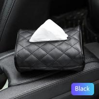 PU odinių audinių dėžutės servetėlių laikiklis, automatinis popierinis dangtelis. juoda