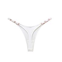Gamintojas Bikini Fancy Strings G String Leopard Moteriškos erotinės kelnaitės su gėlių raštu Sexy Tangas Mujer String Apatinis trikotažas M balta