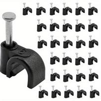 30/50 vnt. 1/4 /6 mm pusiau spaustukas J-kabliukas su vinimi, vinis kabelio spaustukas, eterneto kabelio vinis spaustukas 30pcs juoda