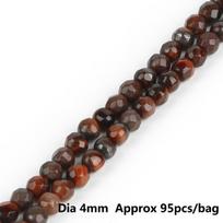Briaunuotas akmens rutulys natūralūs pirminiai raudonojo tigro akies apvalūs karoliukai papuošalams gaminti „pasidaryk pats“ apyrankės, kaklo papuošalai 4mm 93pcs