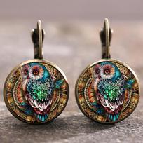 Senoviniai dažyti pelėdos laiko sintetiniai brangakmenių auskarai Retro kūrybingas asmenybės temperamento lydinio medžiaga Išskirtinė dovana merginoms varis