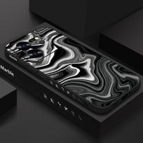 „Xiaomi 14T 13t Pro Poco X3 X6 Redmi Note 12 11 10 K70e K70“ spalvotas marmurinis paveikslas su virvele, minkštas TPU dėklas Xiaomi 13T /13T Pro juoda/balta